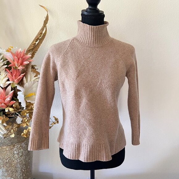 Ann Taylor Sweaters - Ann Taylor Tan Beige Wool & Cashmere Turtleneck Minimalist Chic Sweater Petite L